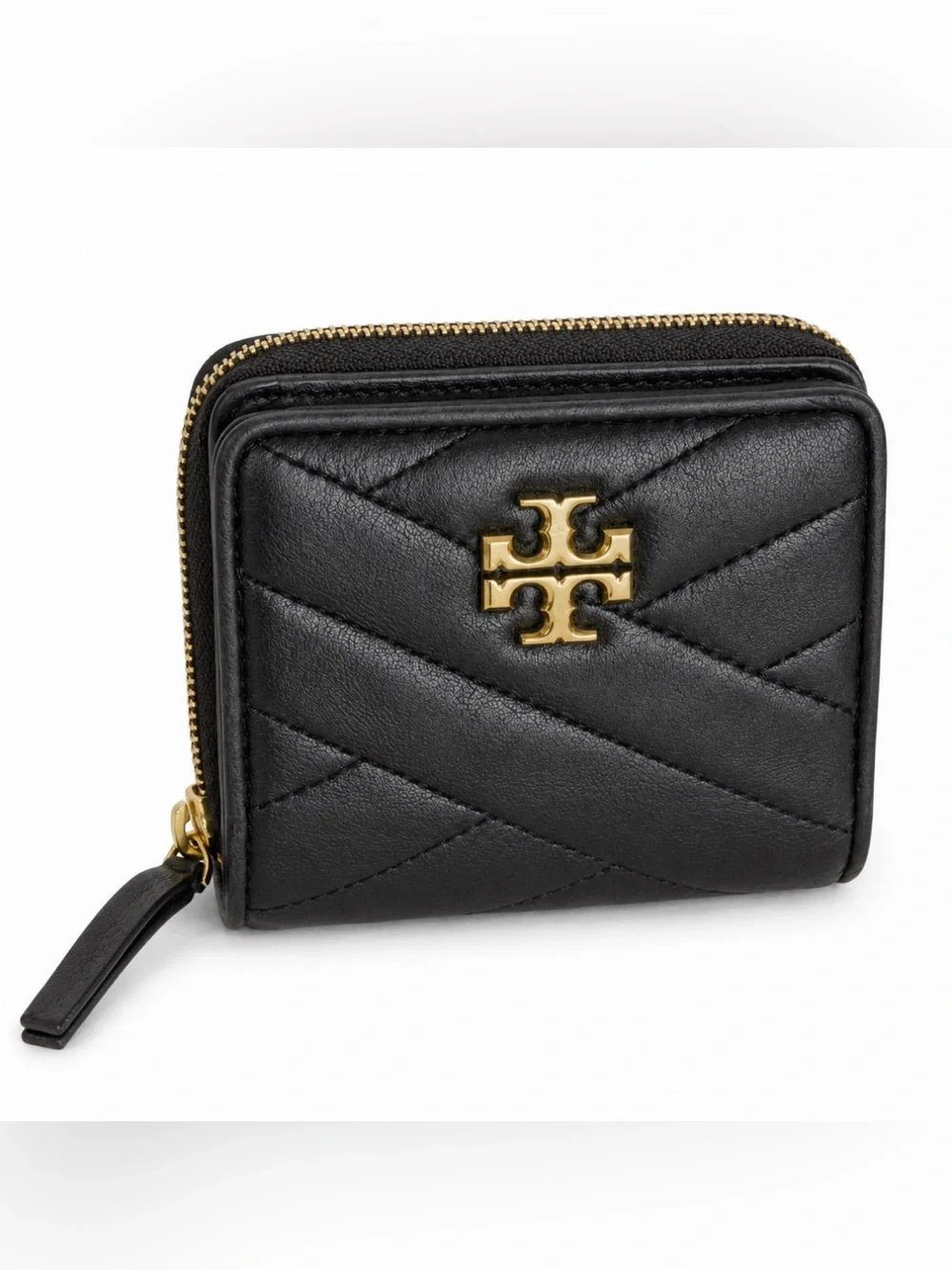 Tory Burch Kira Chevron Black Leather Quilted Wallet